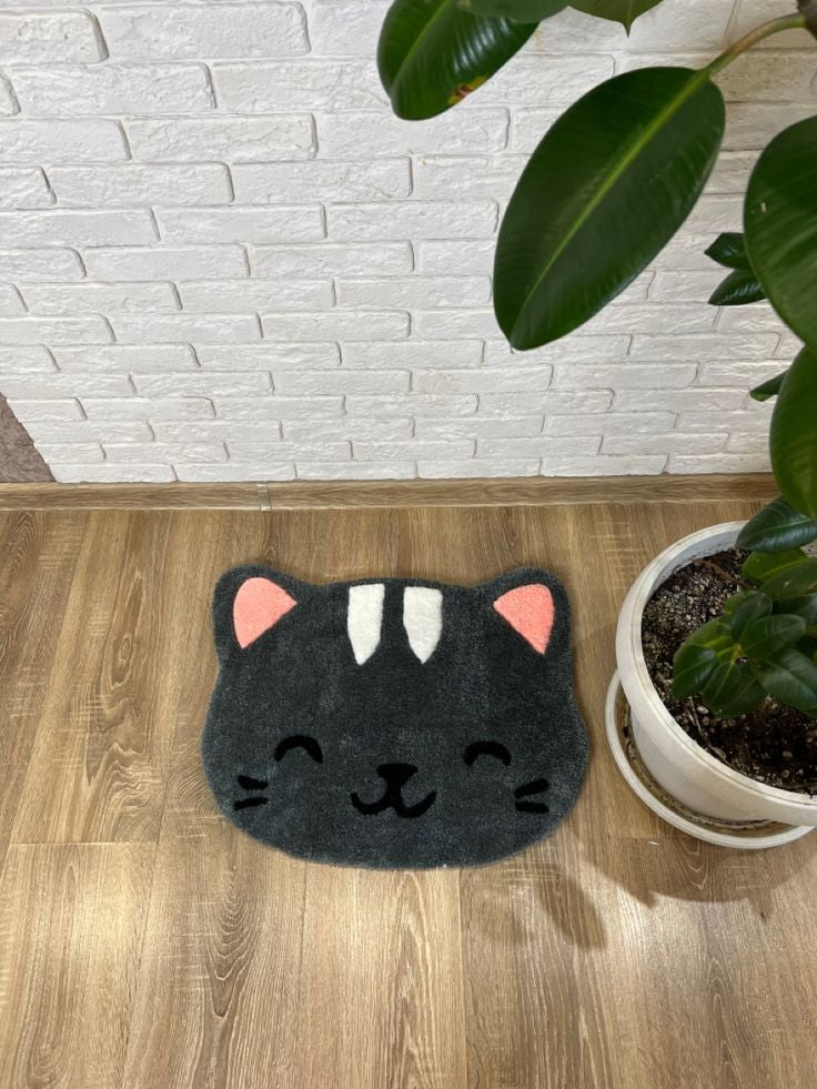Black Kitty Hand-Tufted Rug