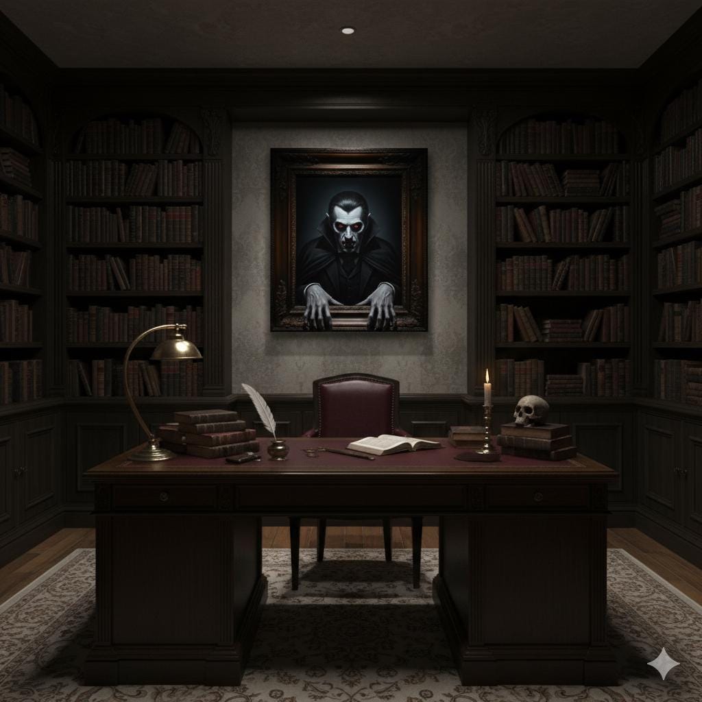 Vampire Portrait Canvas Art Gothic 3D Unique Optical Illusion Dark Horror Decor Wall Art *Frame Is Part Of The Image Not Real*