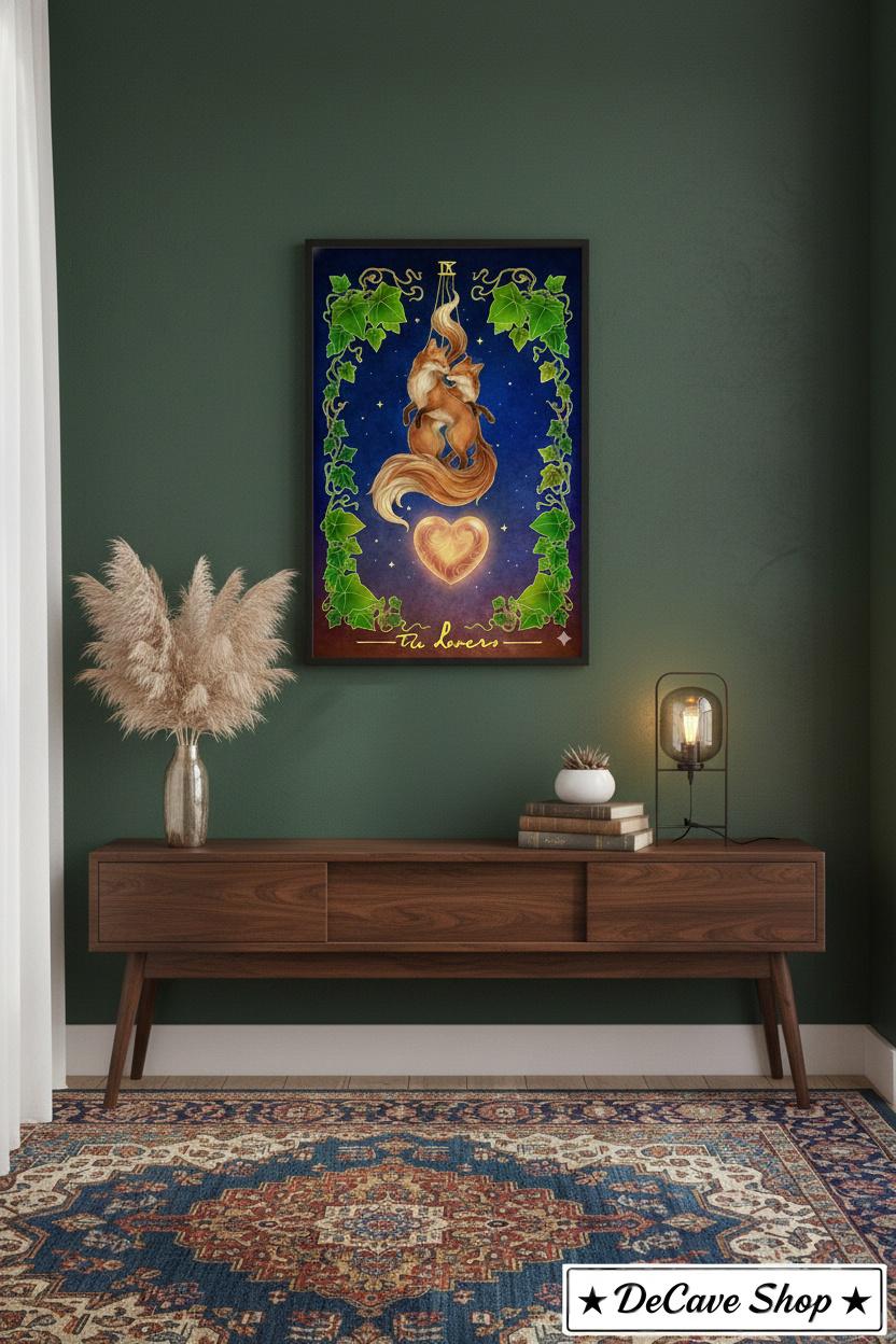 Fox Lovers Art Print | Enchanted Forest Tarot Card Framed Wall Decor