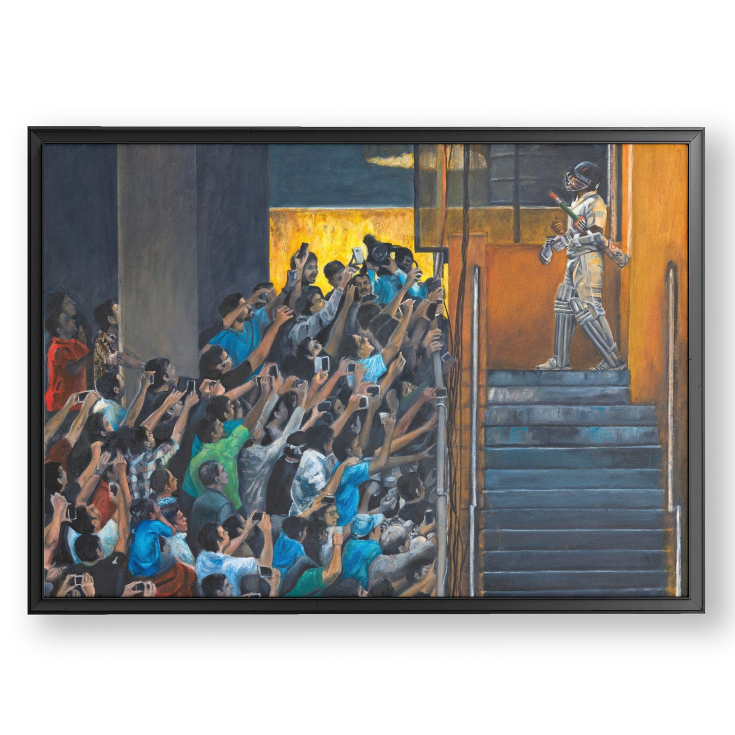 Sachin Tendulkar poster, final walk to bat, Sachin farewell moment, Indian cricket legend, Master Blaster art, iconic cricket moments, cricket fan decor, Sachin Tendulkar Wankhede Stadium, cricket history poster.