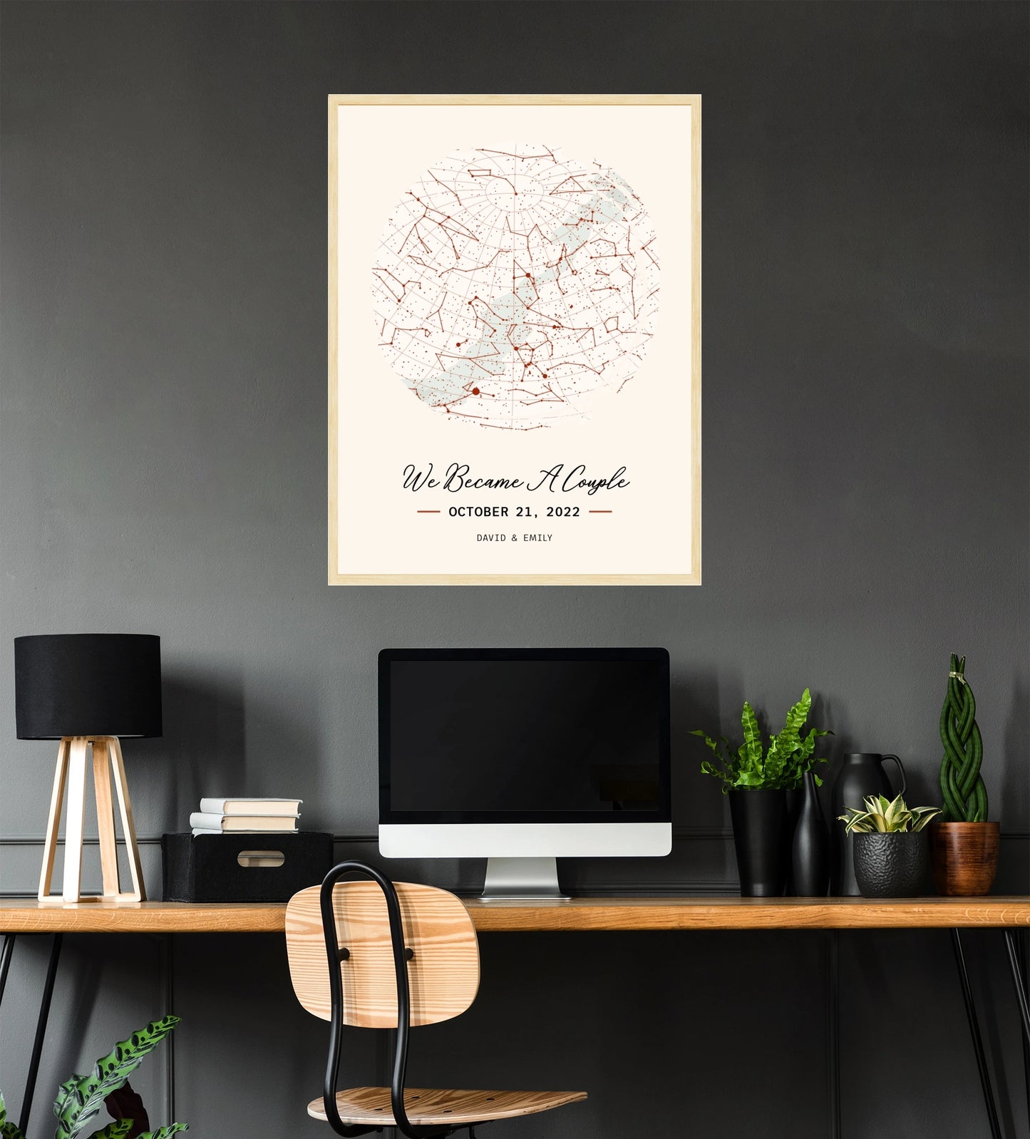 When We Became a Couple Poster - Romantic Gift Personalized Celestial Map | Unique Valentine's Day Gift