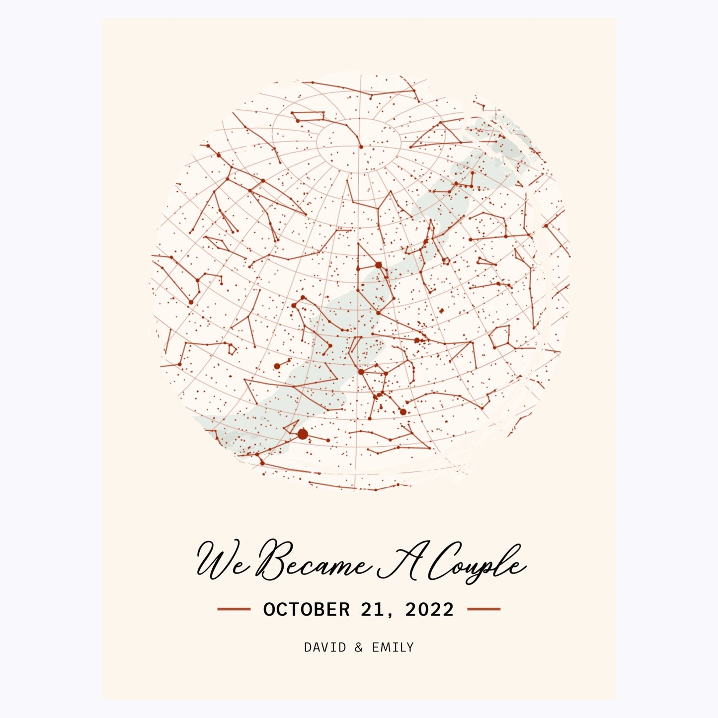 When We Became a Couple Poster - Romantic Gift Personalized Celestial Map | Unique Valentine's Day Gift