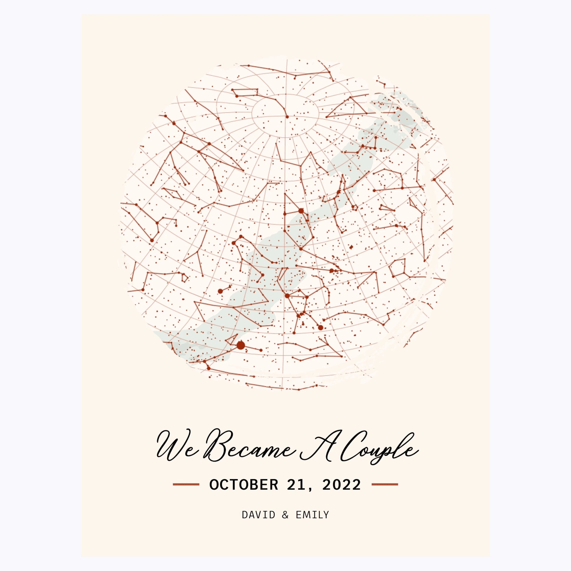 When We Became a Couple Poster - Romantic Gift Personalized Celestial Map | Unique Valentine's Day Gift