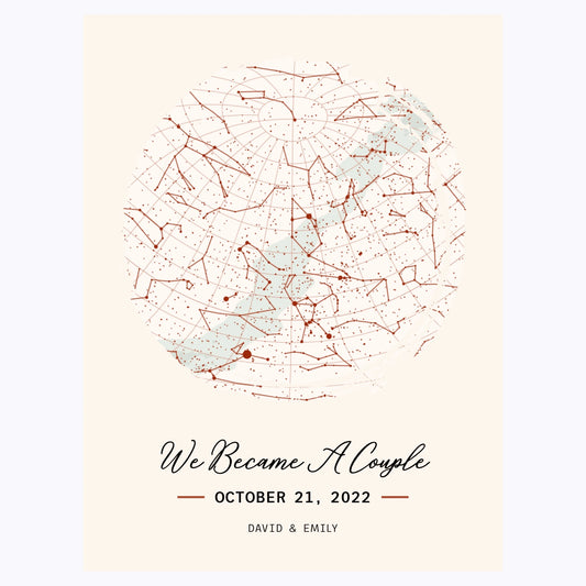 When We Became a Couple Poster - Romantic Gift Personalized Celestial Map | Unique Valentine's Day Gift