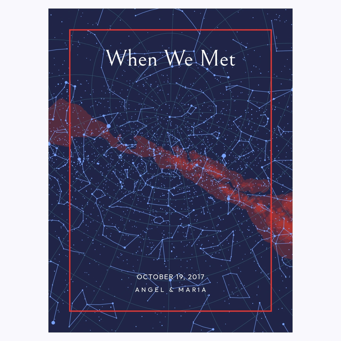 When We Met Poster - Classic Celestial Map | Perfect Valentine's Day Gift for Couples india