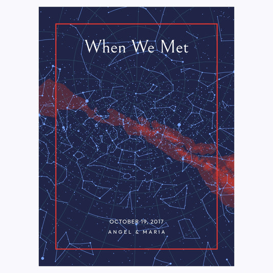 When We Met Poster - Classic Celestial Map | Perfect Valentine's Day Gift for Couples india