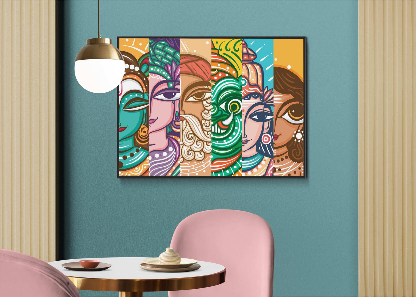 Cultural Richness: Neo Bengal Folk Art Male Gods Portraits