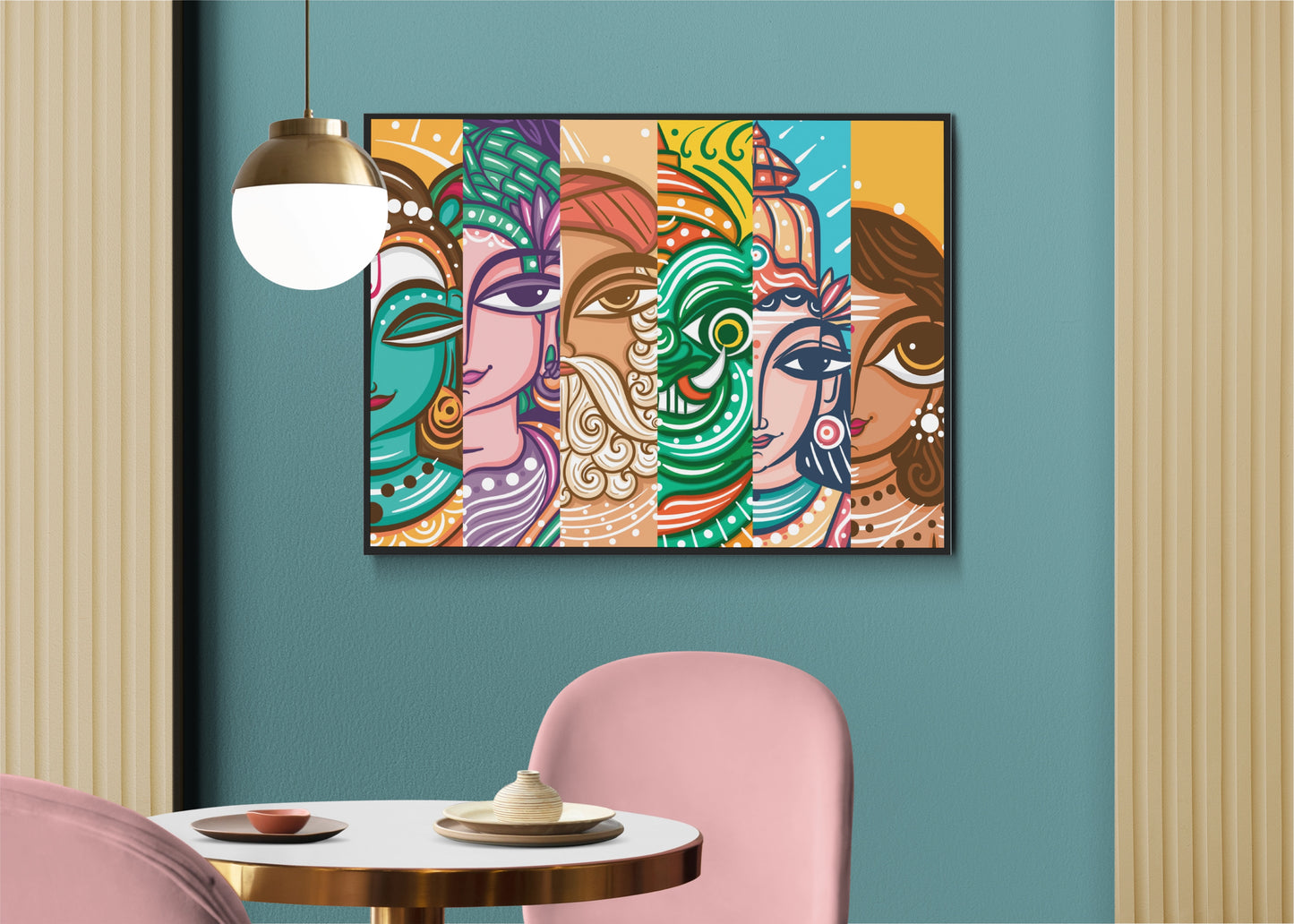 Cultural Richness: Neo Bengal Folk Art Male Gods Portraits