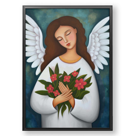 Serene Angel with Red Rose