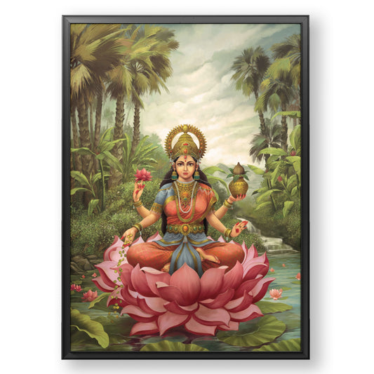Divine Prosperity: Laxmi Mata Sitting on Lotus