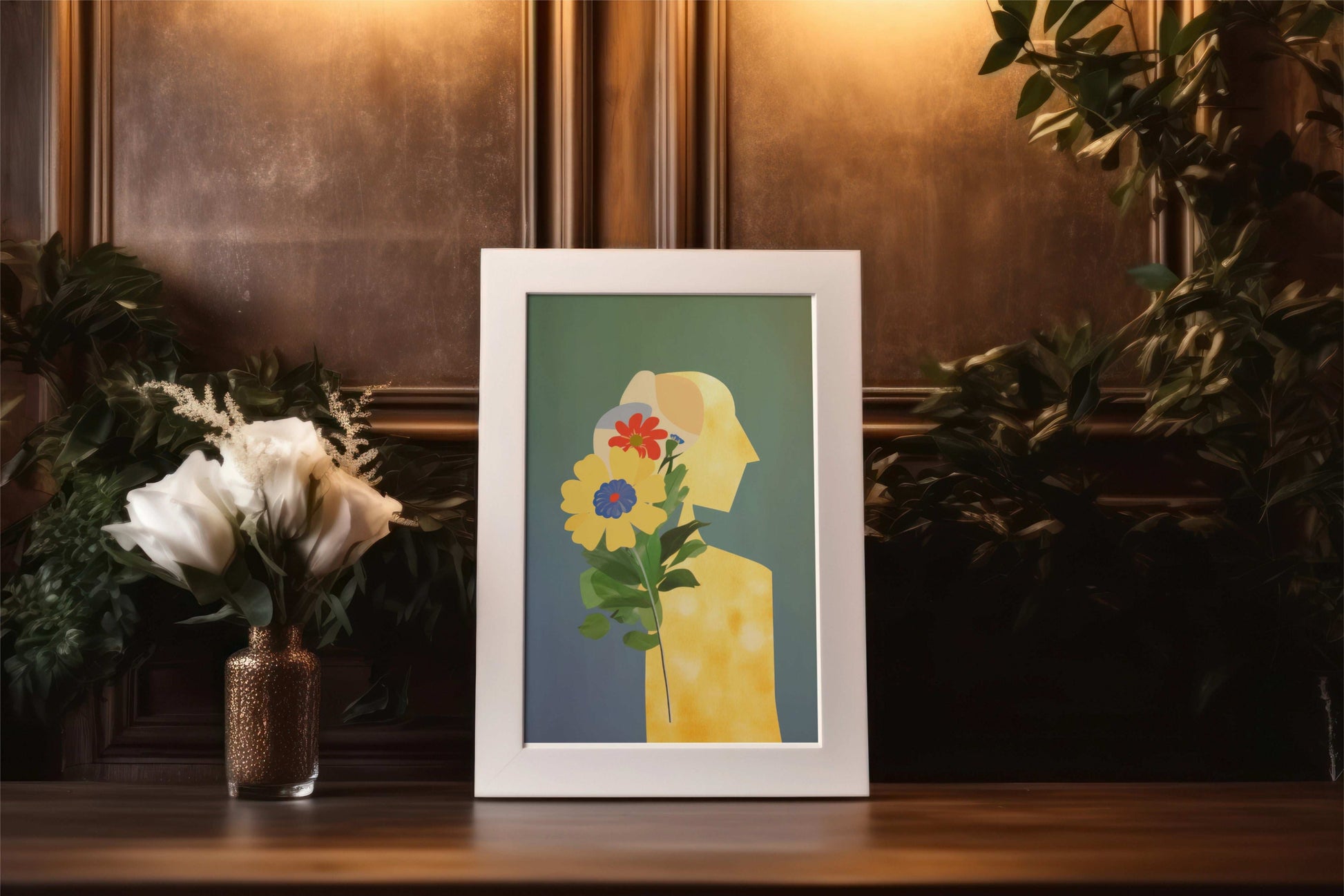 Abstract Floral Human Silhouette - Modern Decorative Wall Art