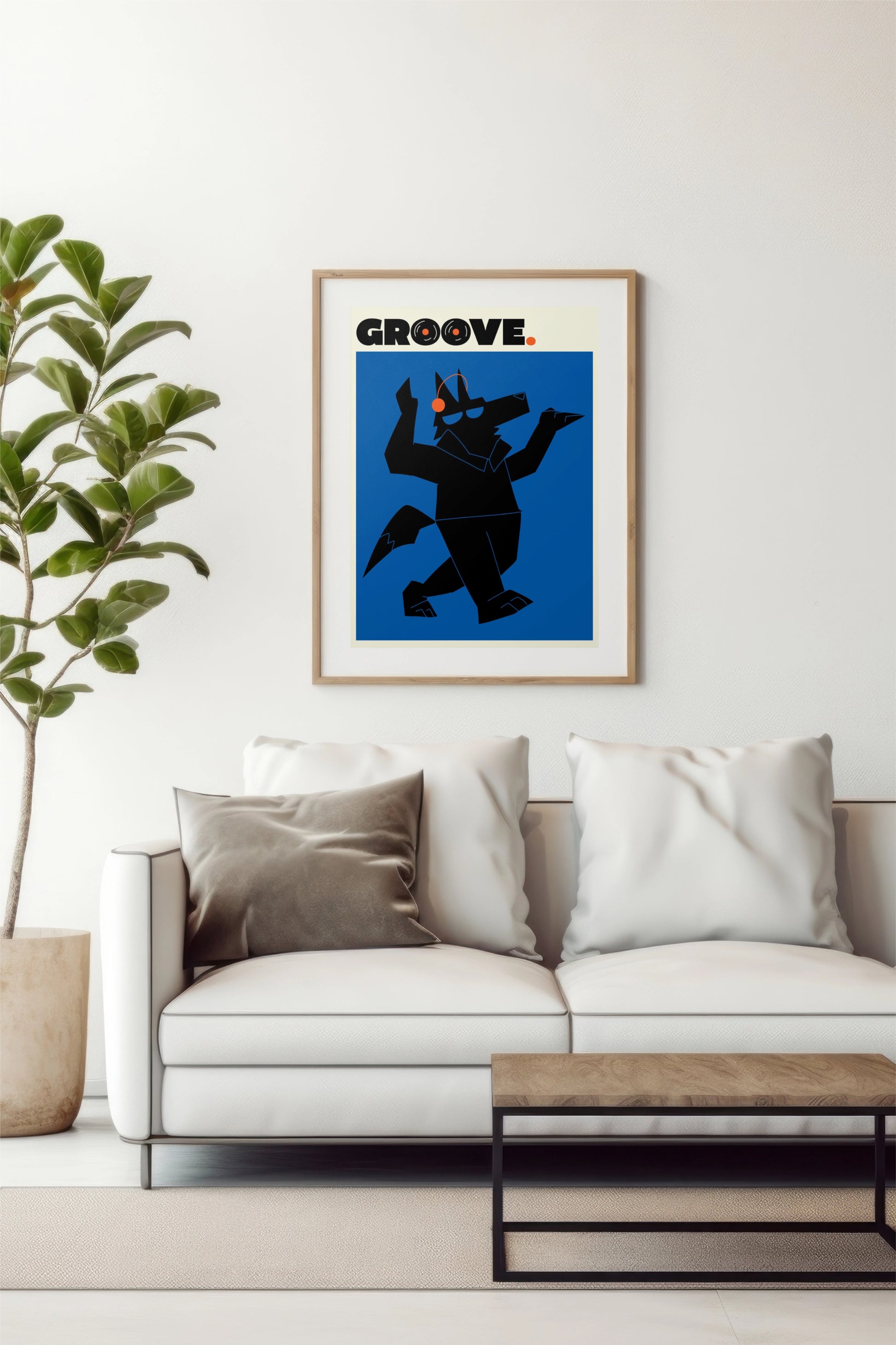 Groove" Fox with Headphones Poster