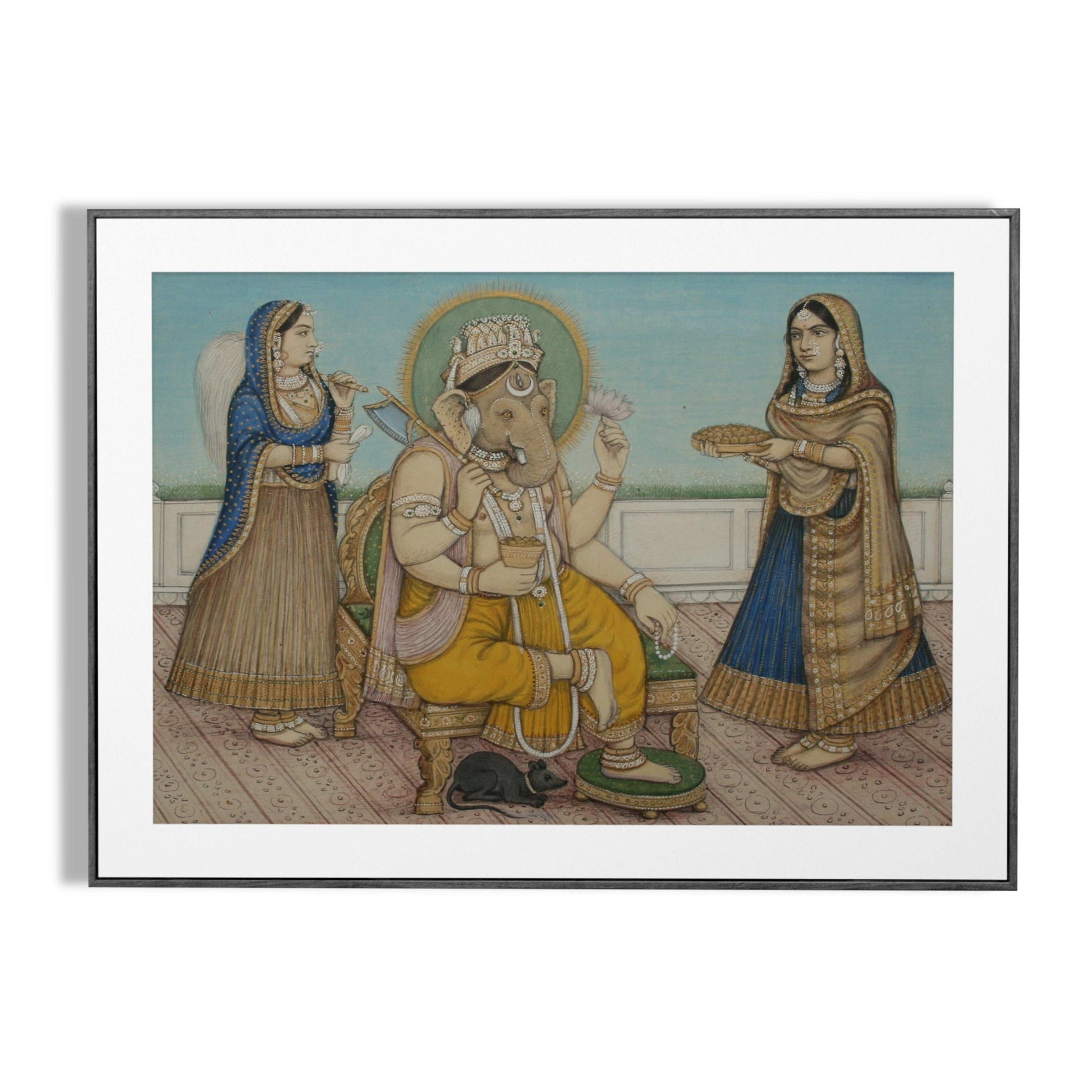 Ganesha With Wives Riddhi and Siddhi - Delhi c1880's