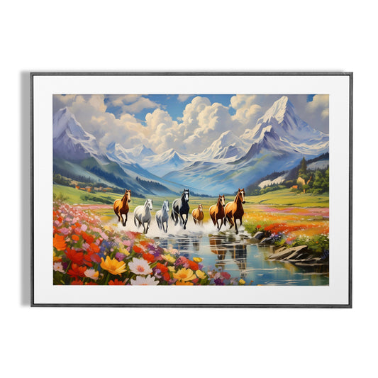 7 horses Running on water Vastu painting