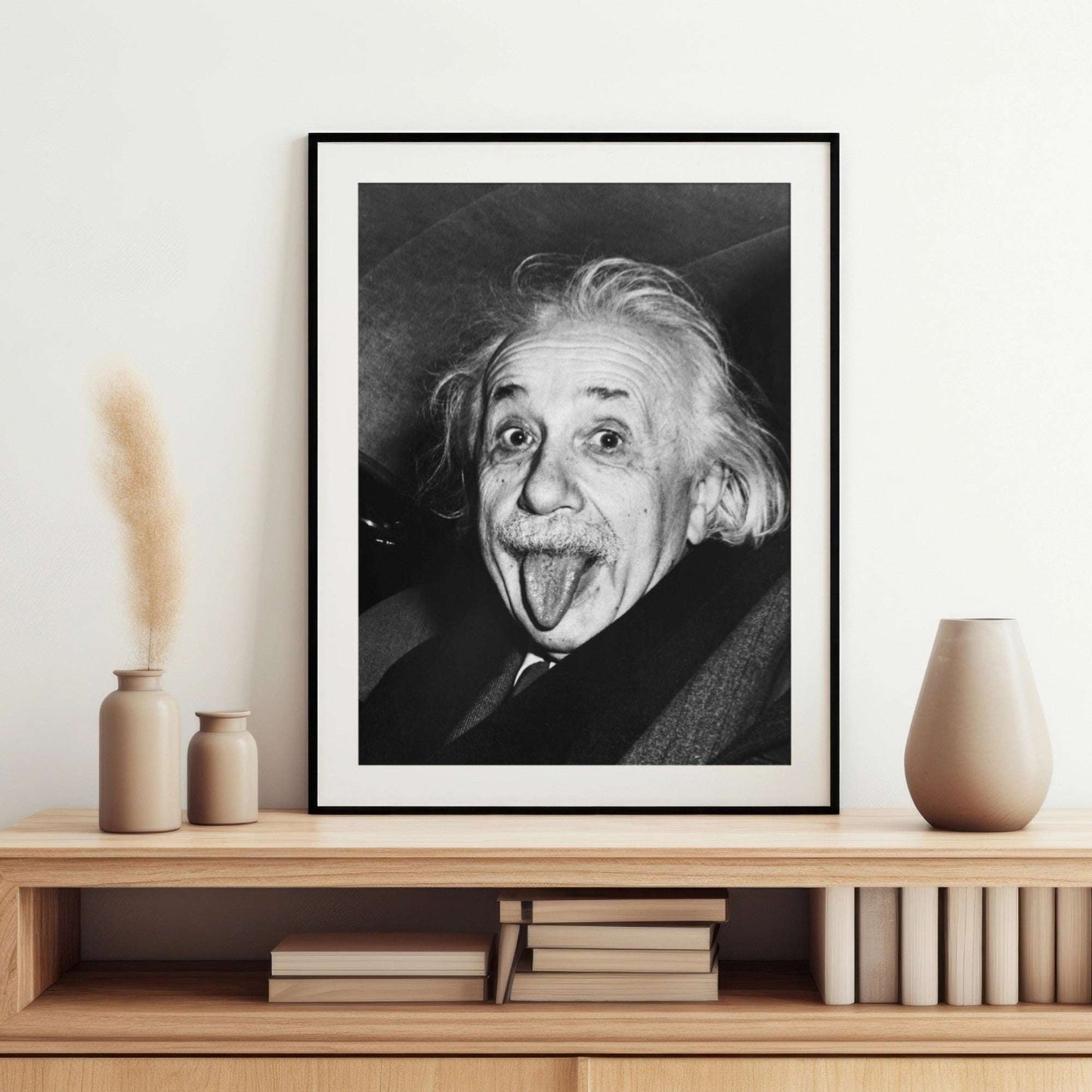 Iconic Albert Einstein sticking his tongue out