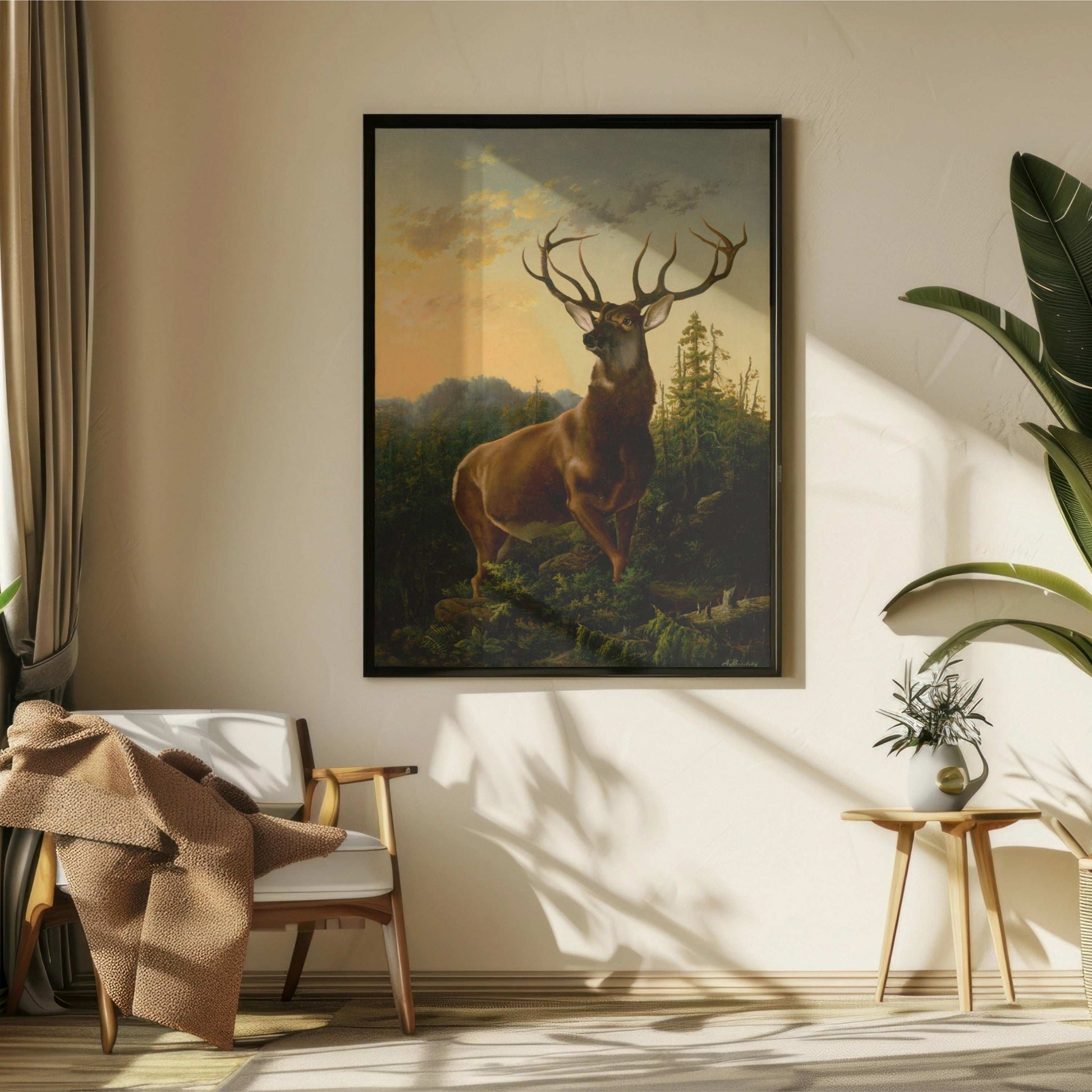 Deer in forest landscape by Alexander Brodszky vastu painting