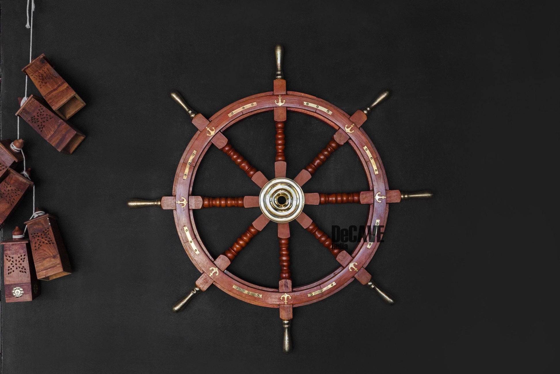 Luxury Wooden Ship Wheel, Steering Wheel, Beach House, Vintage Décor, Marine Décor