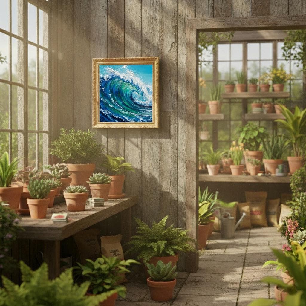 Dynamic Ocean Wave Canvas Print | Textured Abstract Impasto Seascape | Vibran Wall Art | Electric Turquoise Blue Green Wave