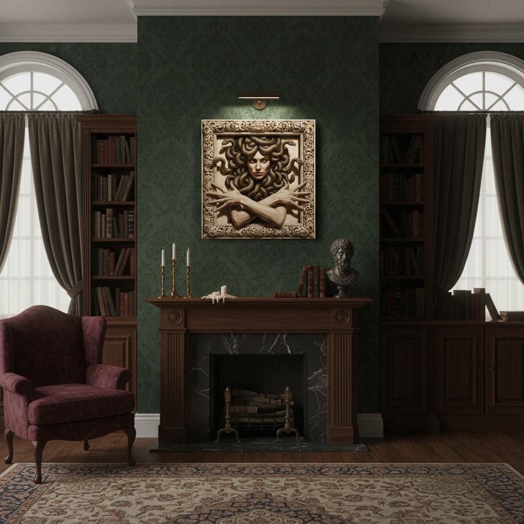 Medusa Snake Hair Wall Art Fun 3D Unique Optical Illusion Medusa Gift Mythology Greek Goddess Decor *Frame Is Part Of The Image, Not Real*