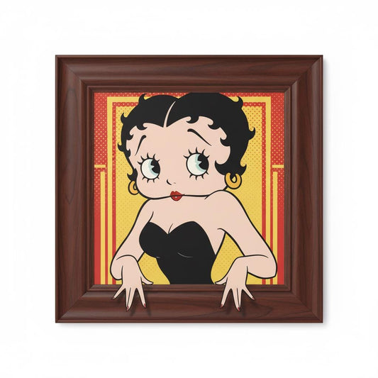 Betty Boop Vintage 3D Illusion Painting Flapper Wall Art Framed Print Cartoon Portrait Decor