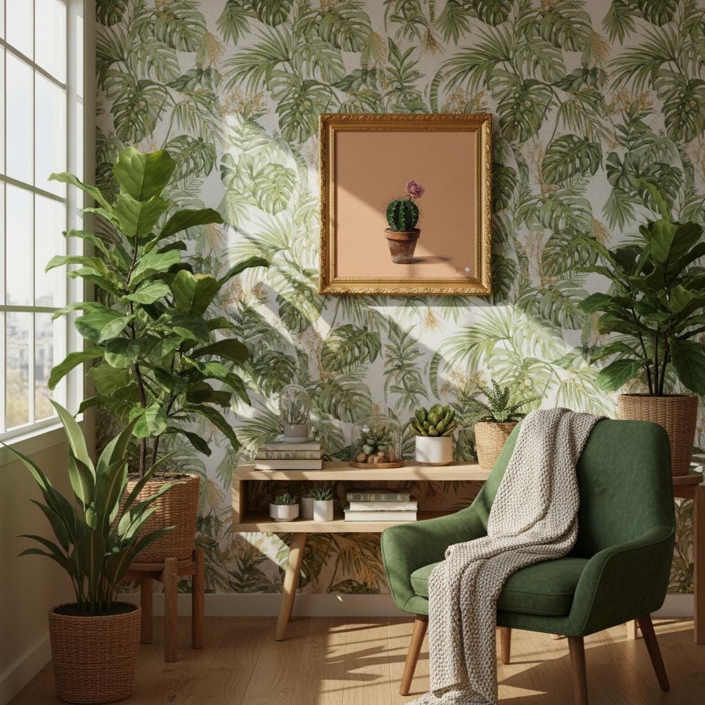 The Sentimental Cactus | Minimalist Surreal Pop Art Oil Canvas | Desert Rose in Terracotta Pot | Soft Peach Background