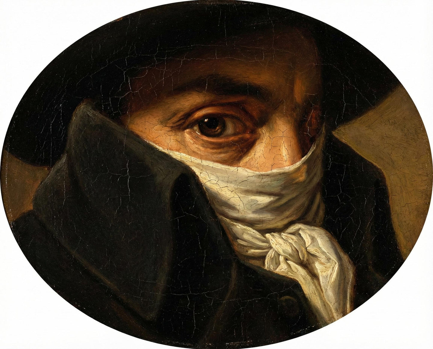Contemplative Gentleman Neoclassical Mask Portrait | Ornate Oval Rosewood Frame 14 inches