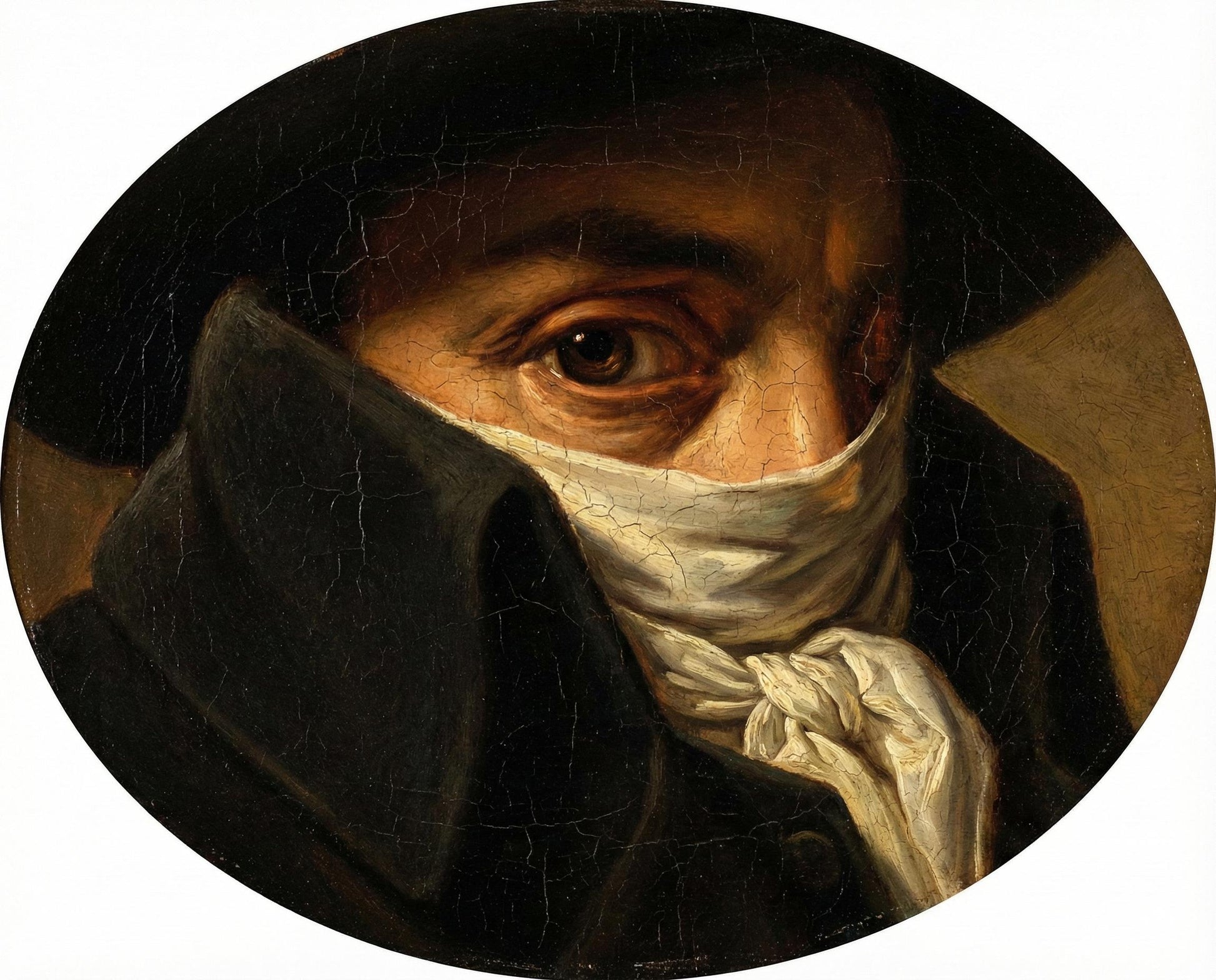 Contemplative Gentleman Neoclassical Mask Portrait | Ornate Oval Rosewood Frame 14 inches