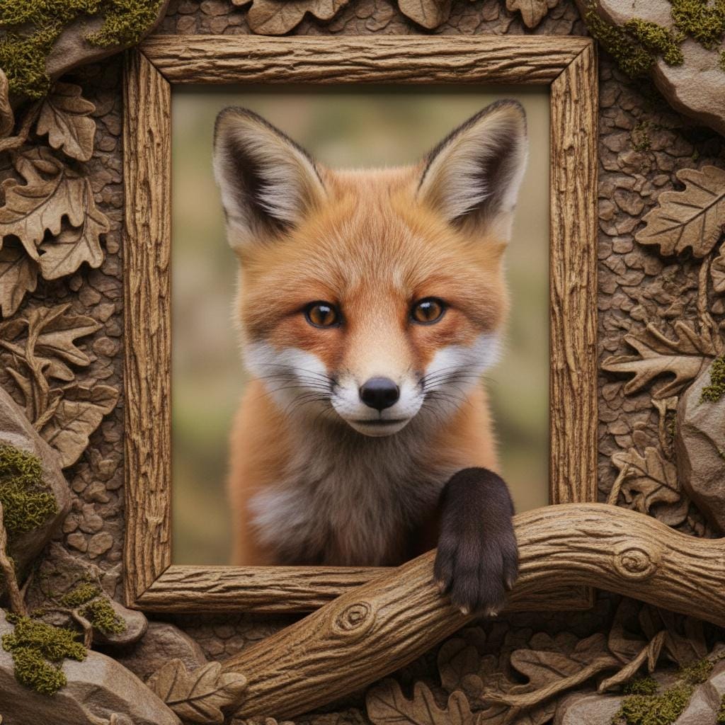 3D Fox Cub Framed Art, Woodland Nursery Decor