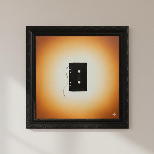 Minimalist Cassette Tape Painting | Retro Music Art | Nostalgic 80s Wall Decor | Modern Canvas