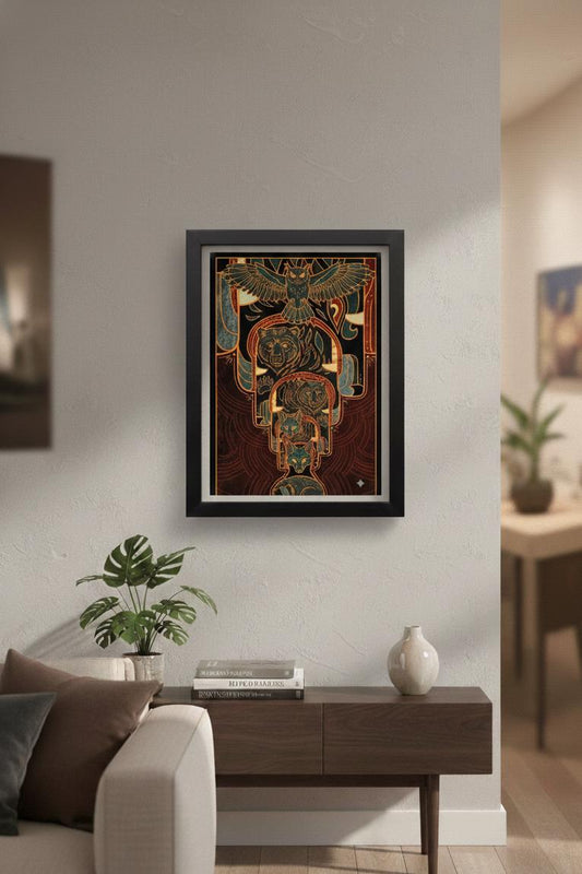 Watership Down Art Framed Print, Black Rabbit, Fox, El-Ahrairah, Spiritual Wall Decor