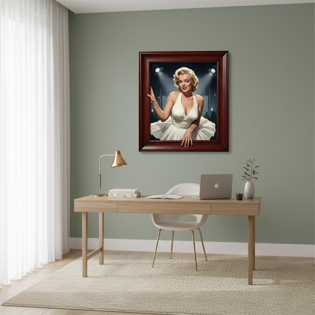Marilyn Monroe 3D Illusion Portrait Hollywood Glam Framed Canvas Print Iconic Wall Art Decor