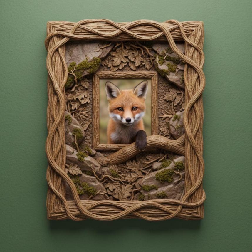 3D Fox Cub Framed Art, Woodland Nursery Decor