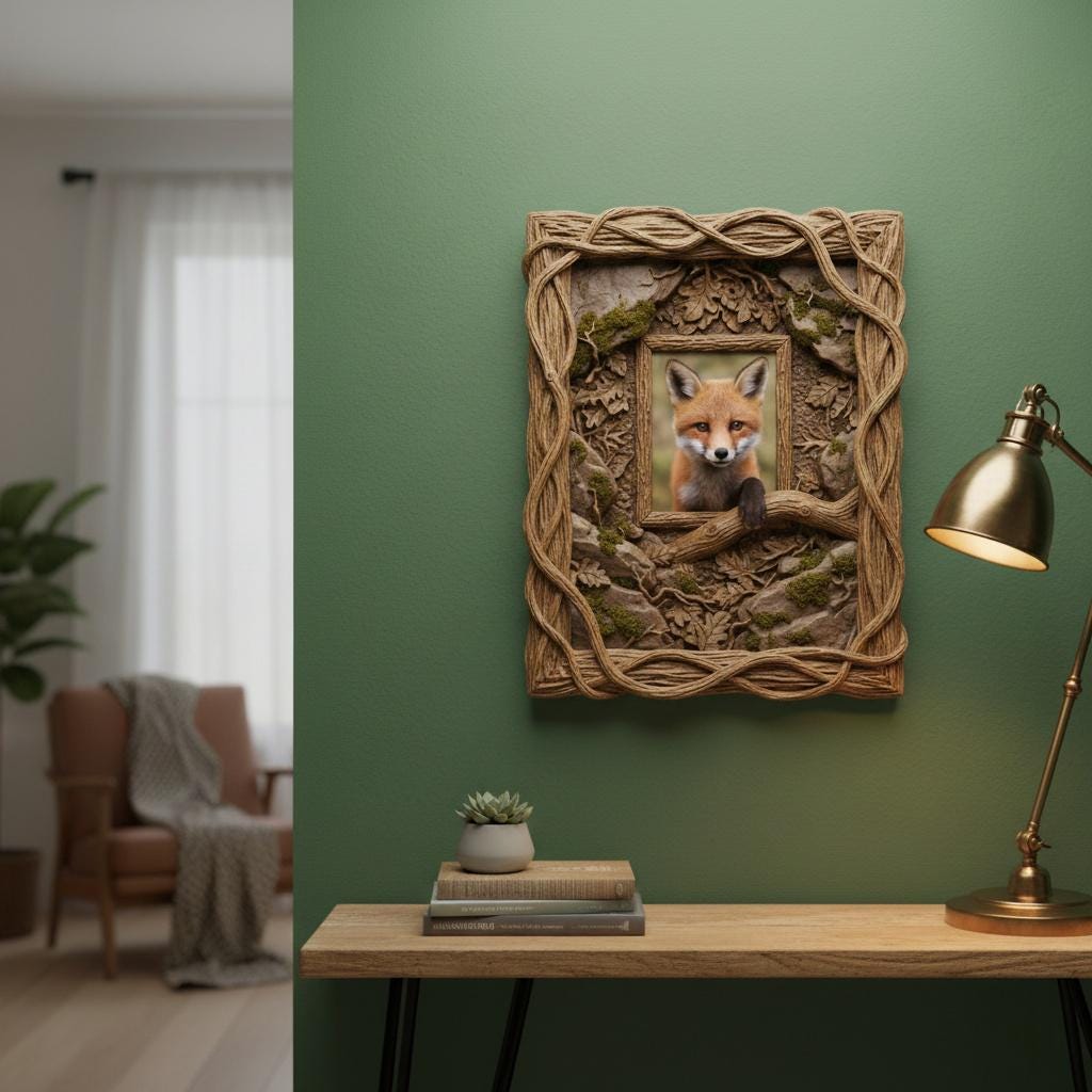 3D Fox Cub Framed Art, Woodland Nursery Decor