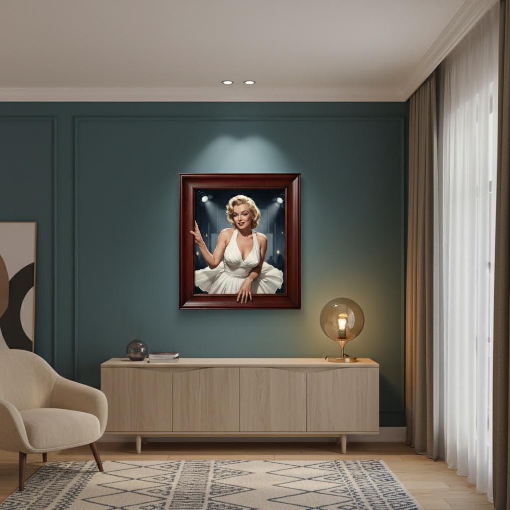 Marilyn Monroe 3D Illusion Portrait Hollywood Glam Framed Canvas Print Iconic Wall Art Decor
