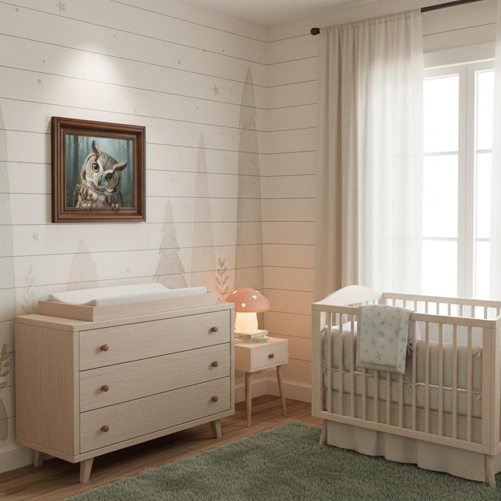 Curious Owl Painting 3D Optical Illusion Frame Art | Comes with Carved Wood Frame | Woodland Decor