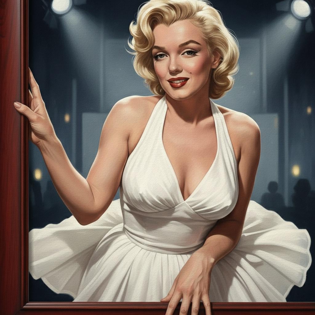 Marilyn Monroe 3D Illusion Portrait Hollywood Glam Framed Canvas Print Iconic Wall Art Decor