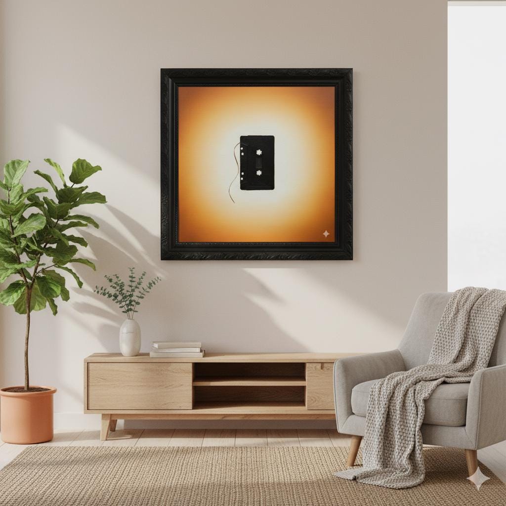 Minimalist Cassette Tape Painting | Retro Music Art | Nostalgic 80s Wall Decor | Modern Canvas