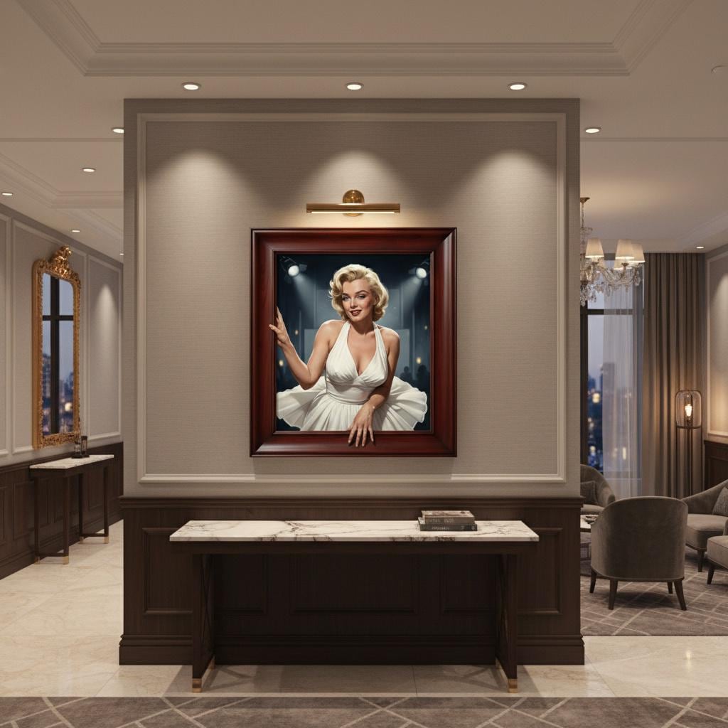 Marilyn Monroe 3D Illusion Portrait Hollywood Glam Framed Canvas Print Iconic Wall Art Decor