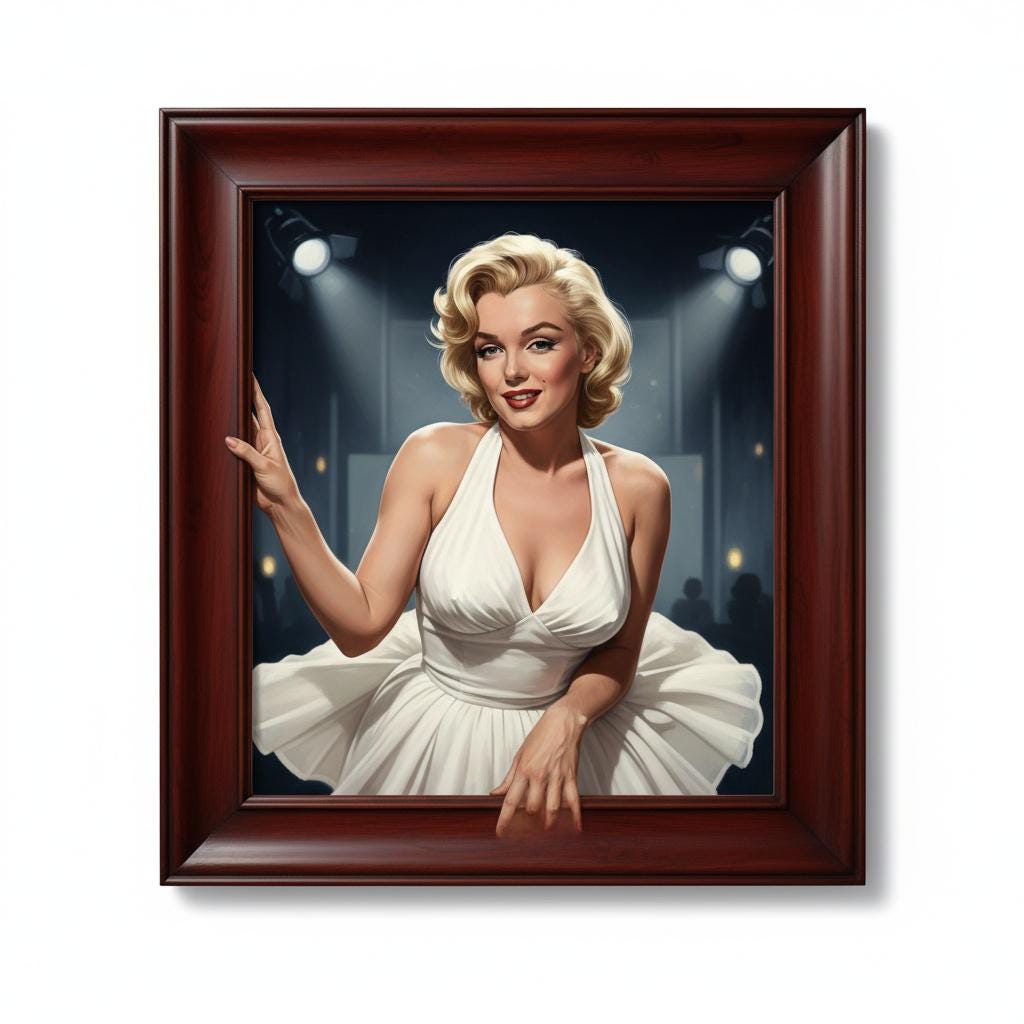 Marilyn Monroe 3D Illusion Portrait Hollywood Glam Framed Canvas Print Iconic Wall Art Decor